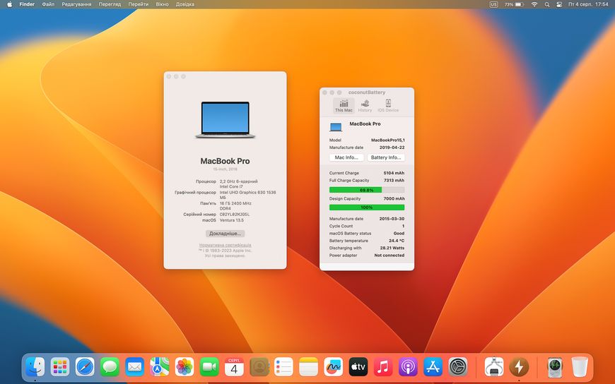 MacBook Pro 15’’ 2018, i7 16GB / 256GB + 4GB (A1990), АКБ 100 % 2000000009803 фото
