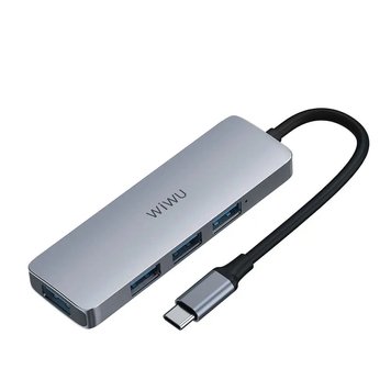 Type-C HUB WiWU Alpha 440 PRO Grey 00002907 фото