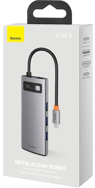 хаб-USB Baseus Metal Gleam Series 5 in 1 00005448 фото