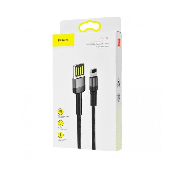 Кабель Baseus Cafule Cable (special edition) USB to Lightning 2.4A 1m Grey+Black (CALKLF-GG1) (серый) 00000189 фото