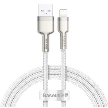 Кабель Baseus Cafule Metal Cable USB to Lightning 2.4A 1m (белый) 000006372 фото