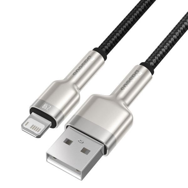 Кабель Baseus Cafule Metal Cable USB to Lightning 2.4A 2m (черный) 00000188 фото